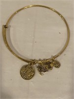 Alex and Ani gold bracelet flowers American flag