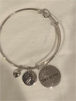 Silver Alex and Ani bracelet breast cancer