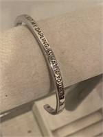 Silver bangle bracelet what if I fall? Oh but