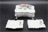 Antique Made in Japan Trinket Box & Trays