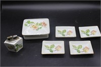 Made in Japan Rose Trinket Box, Trays, & Lighter