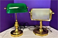 Two Modern Brass Desk Lights