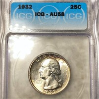 1932 Washington Silver Quarter ICG - AU58