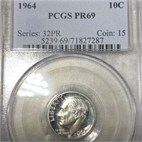 1964 Roosevelt Silver Dime PCGS - PR69