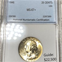 1946 Washington Silver Quarter NNC - MS67+