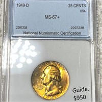 1949-D Washington Silver Quarter NNC - MS67+