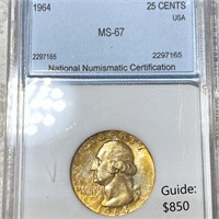 1964 Washington Silver Quarter NNC - MS67