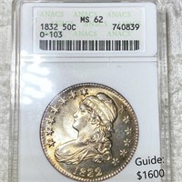 1832 Capped Bust Half Dollar ANACS - MS62 O-103