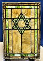 Antique Stained Glass Star of David Window