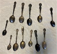 Twelve Antique Sterling Souvenir Spoons
