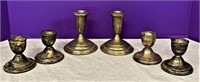Three Pair of Sterling Weighted Candleholders