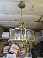 Mid-Century Light Fixture with Cut Glass Panels
