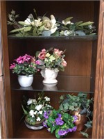 Artificial floral Decour contents of shelves