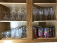 Miscellaneous glassware two shelves