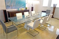 Contemporary Glass Dining Table With 8 Chairs