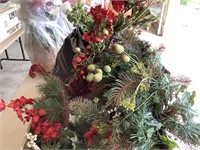 Box of Christmas fake floral arrangements