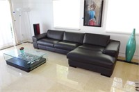 Gamma Black Leather Sectional