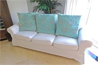 3-Seater White Cotton Blend Sofa