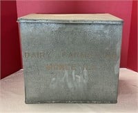 Vintage Metal Monee, IL Milk Box