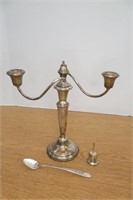 Weighted Candle Holder 11" high & National Spoon