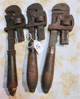 Pipe Wrenches, antique,  (3)
