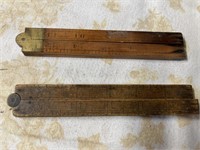 Wood & Brass fold up rulers (2)   24" long