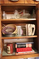 Cookbooks, Mixer & Glassware as Shown