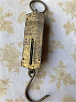 Brass hanging scales by L F & C