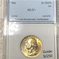 1942 Washington Silver Quarter NNC - MS67+