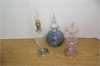 3 Glass Perfume Bottles  5 to 7" high