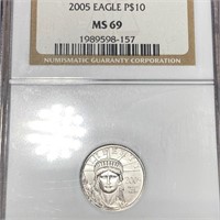 2005 $10 Platinum Eagle NGC - MS69