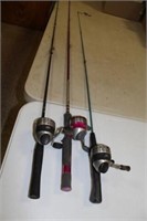 3 - Zebco 33 Fishings Rods and Reels