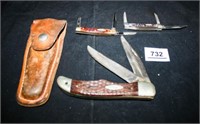 Case Knives; 2-3 blade knives;2Blade Knife in case