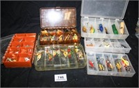 Fishing Lures; 6 small divided boxes; 6 Lg. Lures