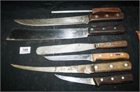 Wooden Handle Knives with long Blades