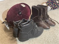 Vintage Childrens Riding Boots and Helmets