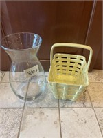 Glass Vase and Ceramic Basket
