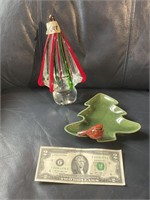Glass Christmas Tree and Dish