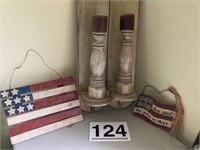 Wall Mounted Candle holders, wood painted Flags
