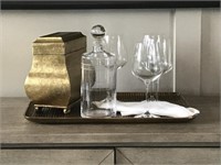 7PC TRAY & GLASSWARE