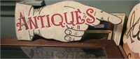 Hand Painted Antiques Wood Sign 27x11"