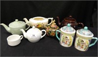 Teapots; Sugar Bowl w/lid; Cups w/lids-1 cup