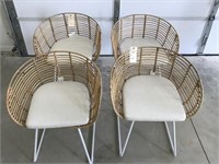 4 PC WICKER & METAL CHAIRS