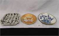 Asian Décor Plates; 1-Possibly Enamel over Metal;