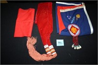 Native American Sashes and Handkerchief; Medals