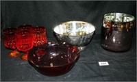 Colored Glass and Metal Silver-like bowl