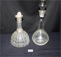 Glass Decanters; Pentagon Patterned Glass; Round