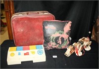 Children's Suitcase, Pillow and Vintage Toys