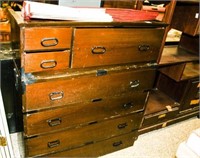 Wooden Chest of Drawers; 7 Drawers with Handles