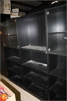 Black Shelving unit-3 Pieces; Glass doors on 2